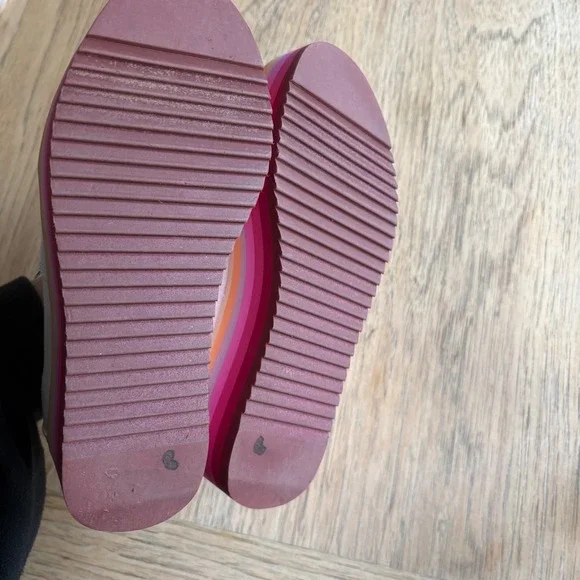 TOMS Alpargata Platform Espadrille Shoes White Canvas Rainbow Wedge Sole Size 5‎ - Picture 7 of 8